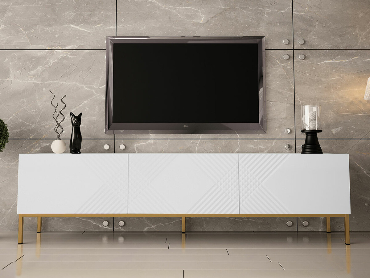Mueble TV Levelbu 103 (Blanco + Blanco brillante)