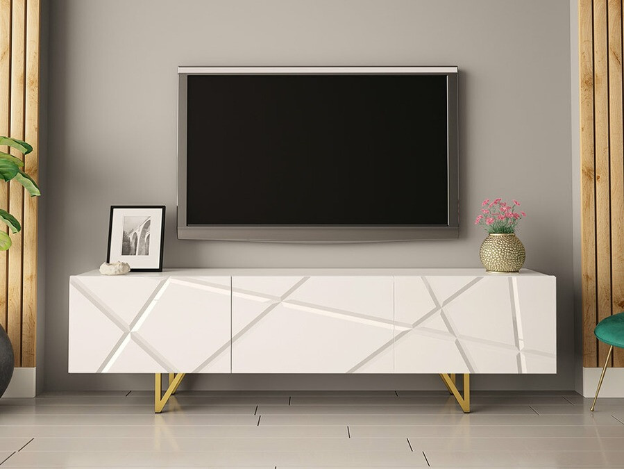 Mueble TV Mavmave 100 (Blanco + Blanco brillante)