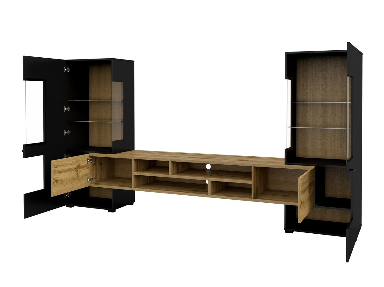 Conjunto de salón Mondalo 101 (Roble wotan + Negro mate)