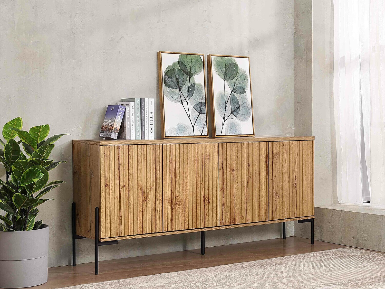 Aparador Denton 977 (Negro + Roble wotan)