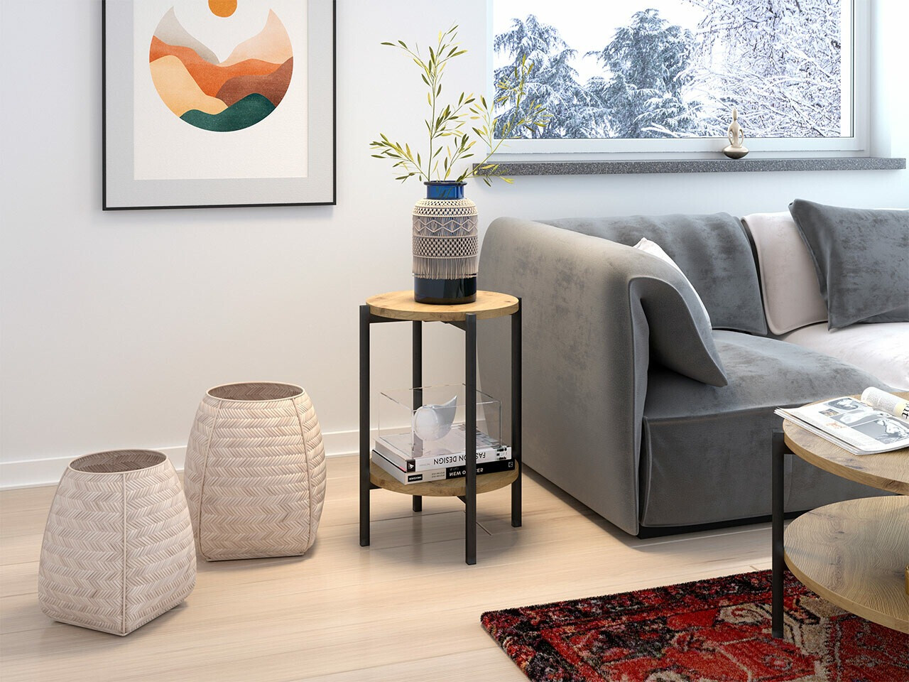 Mesa auxiliar Comfivo 221 (Roble Artisan + Negro)