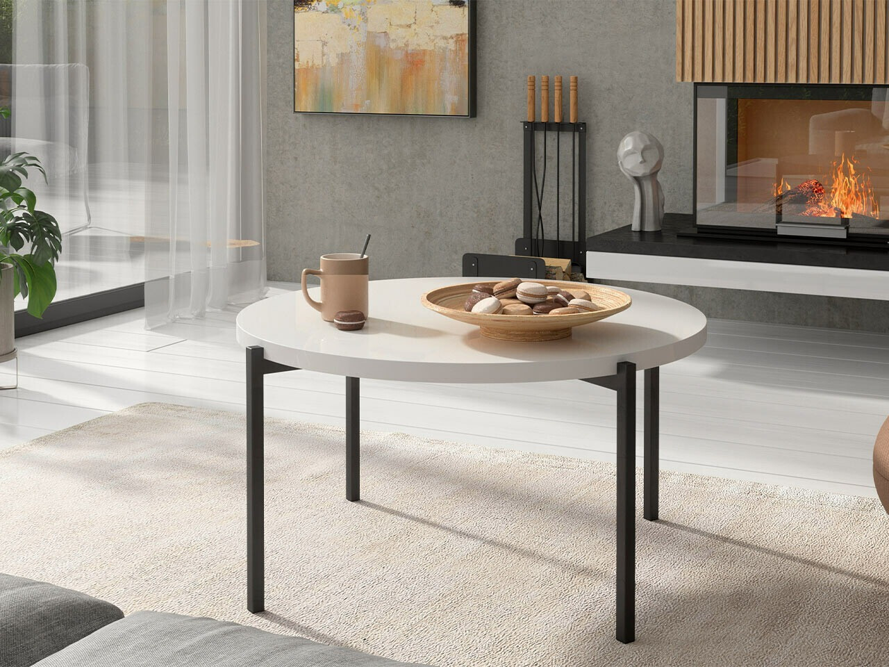 Mesa de centro Providence 176 (Blanco brillante + Negro)