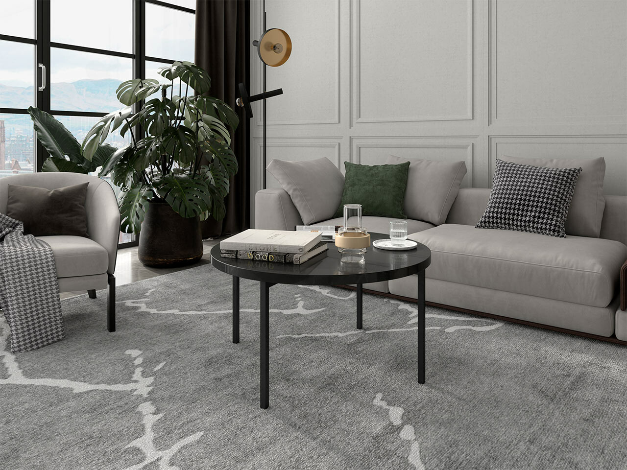 Mesa de centro Providence 178 (Negro brillante + Negro)