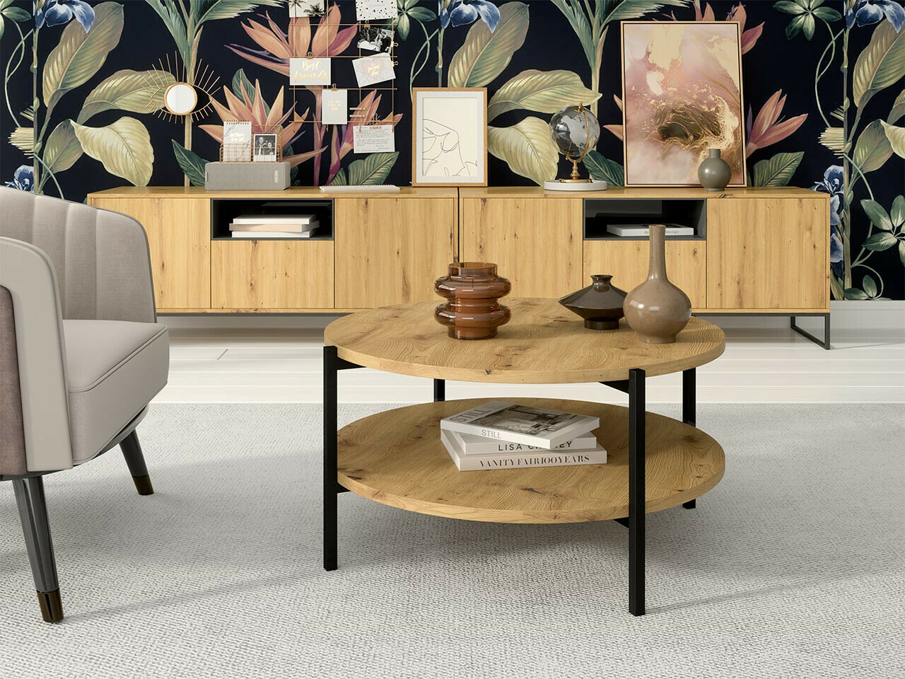 Mesa de centro Providence 181 (Roble Artisan + Negro)