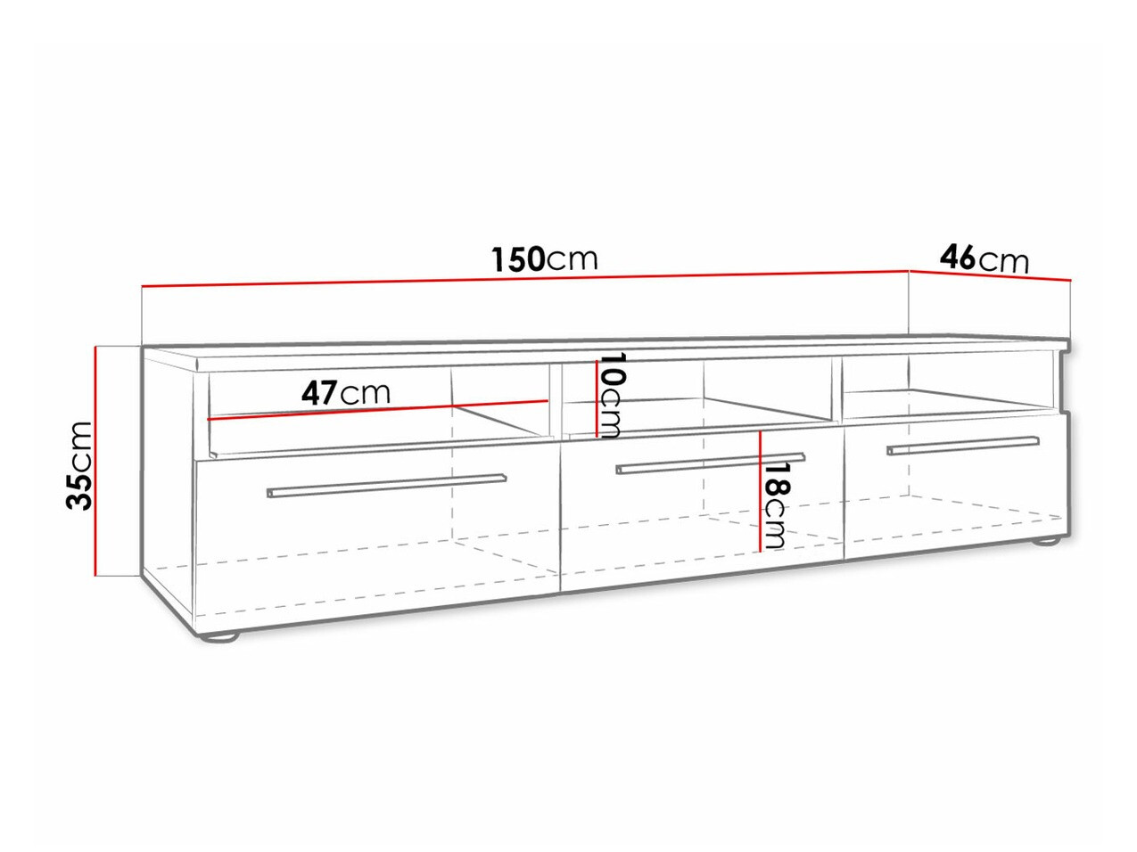 Mueble TV Uva I (Blanco + Negro brillante)