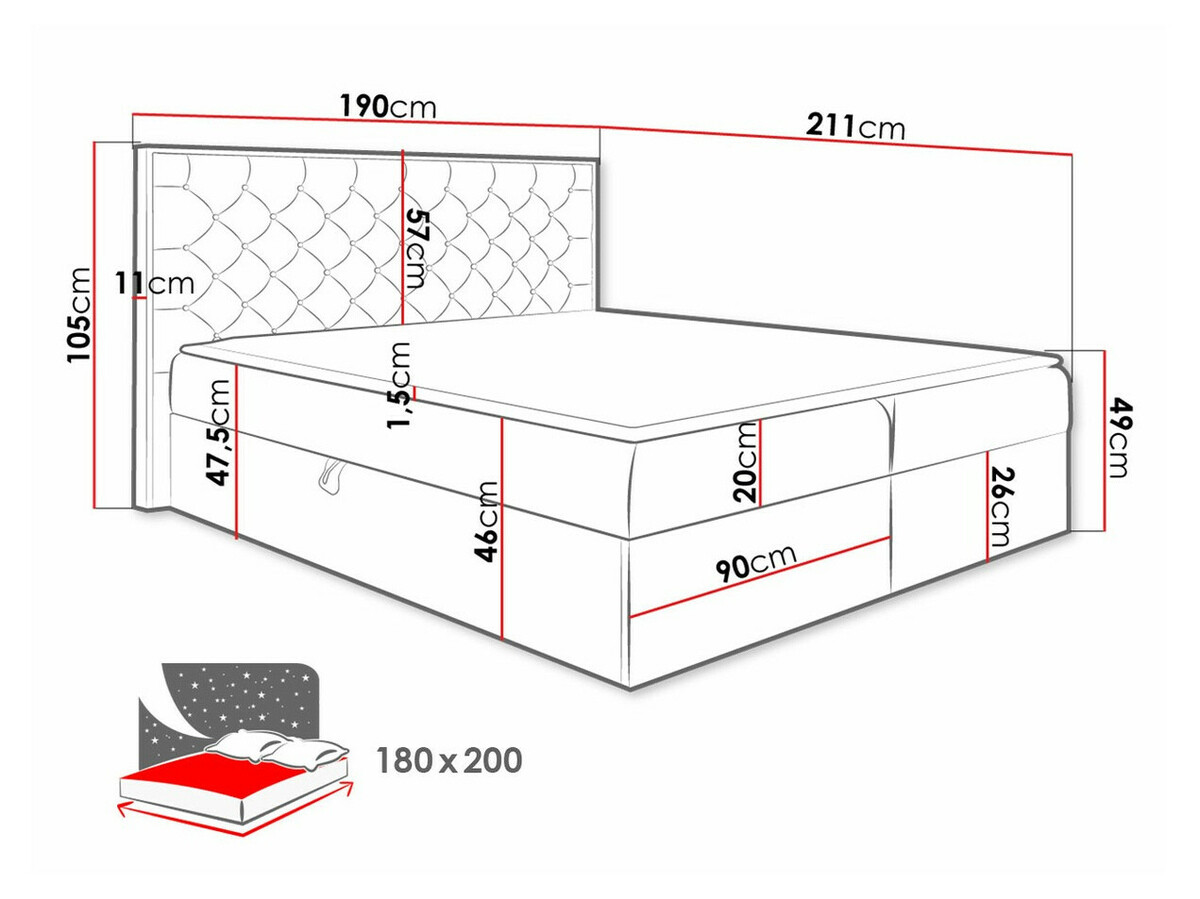 Cama continental Baltimore 182 (Roble wotan + Faro 20)