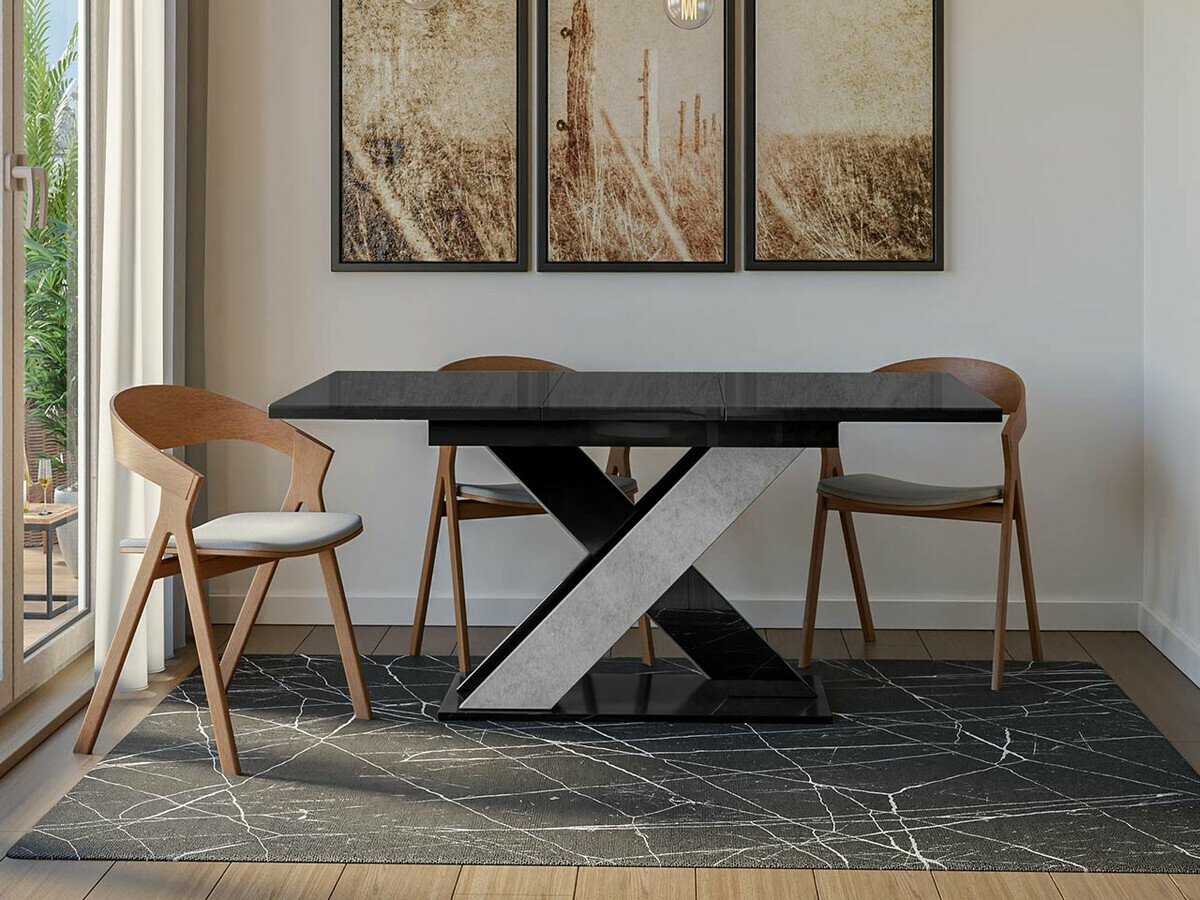 Mesa Goodyear 117 (Negro brillante + Hormigón)