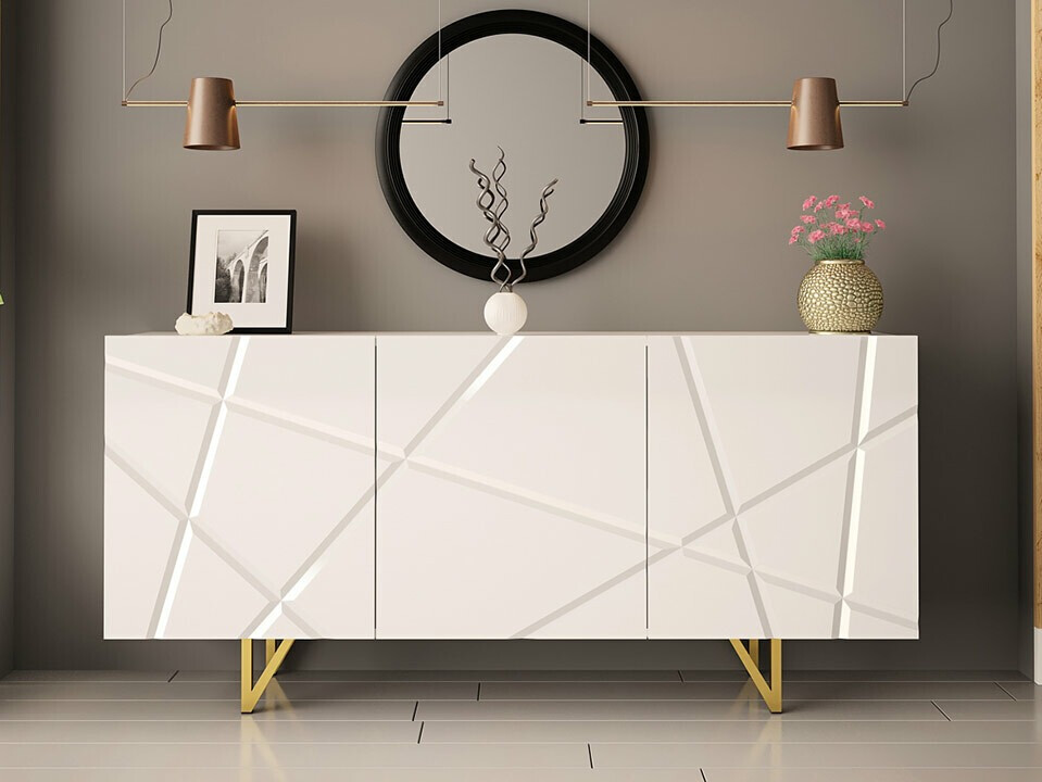 Aparador Mavmave 101 (Blanco + Blanco brillante)