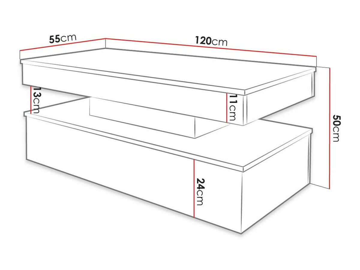 Mesa de centro Monfero (Negro + Negro brillante)