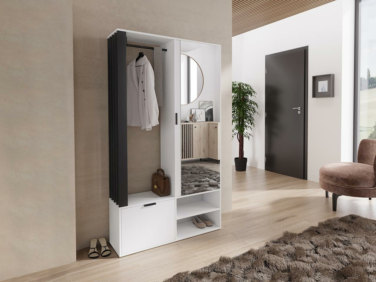 Conjunto para recibidor Vinea (Blanco + Negro)