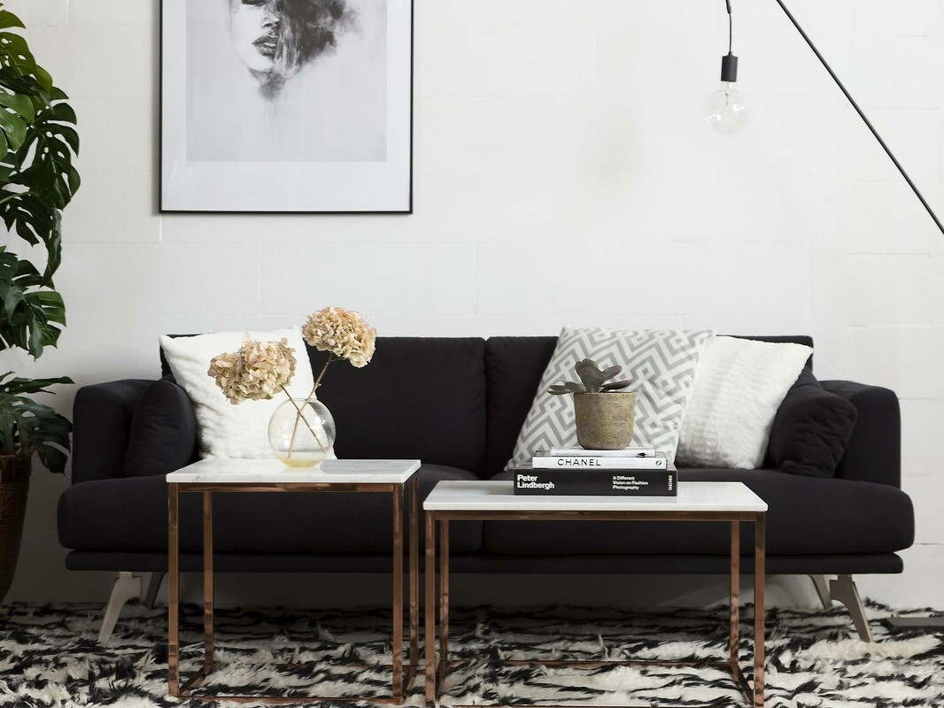 Mesa de centro Riverton 716 (Mármol blanco + Dorado)