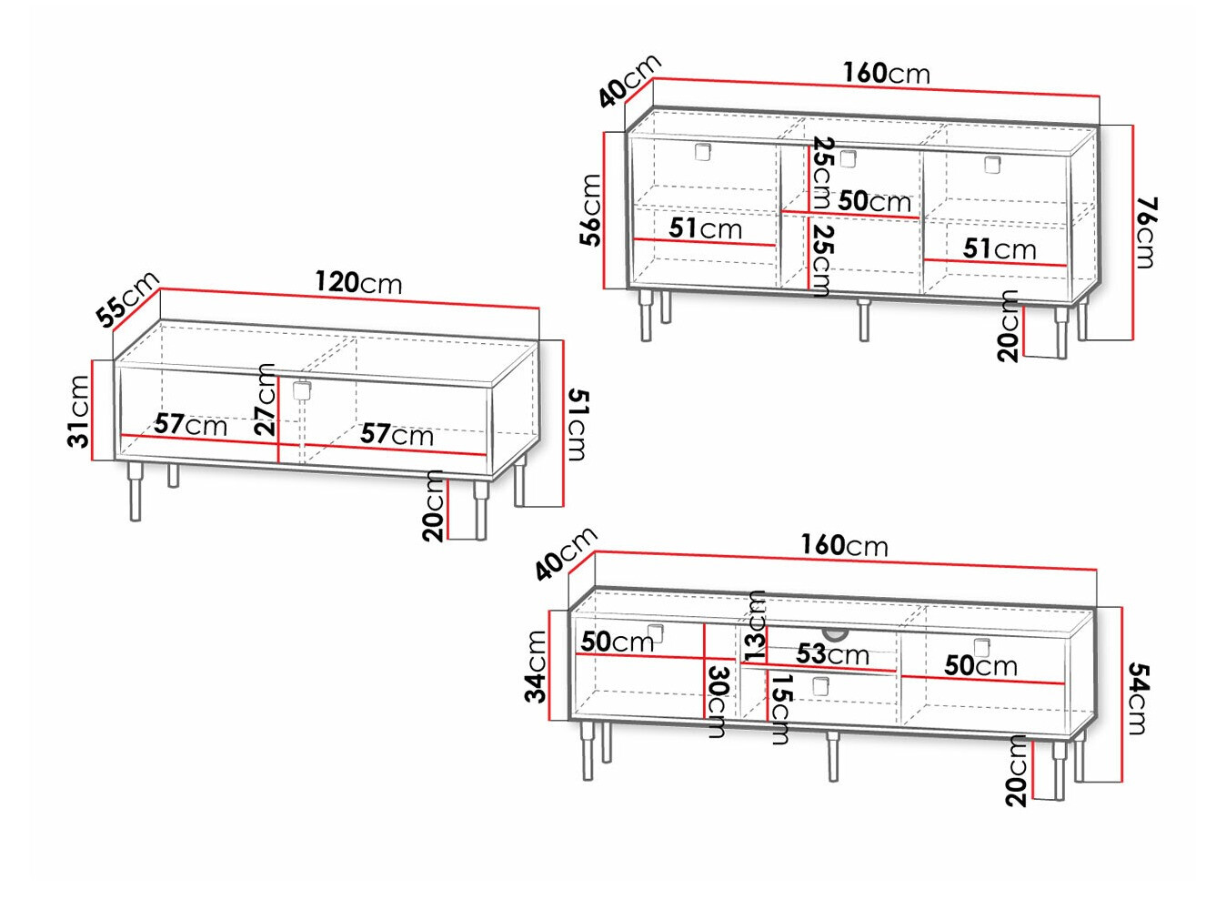 Conjunto de salón Merced 123 (Blanco + Dorado)