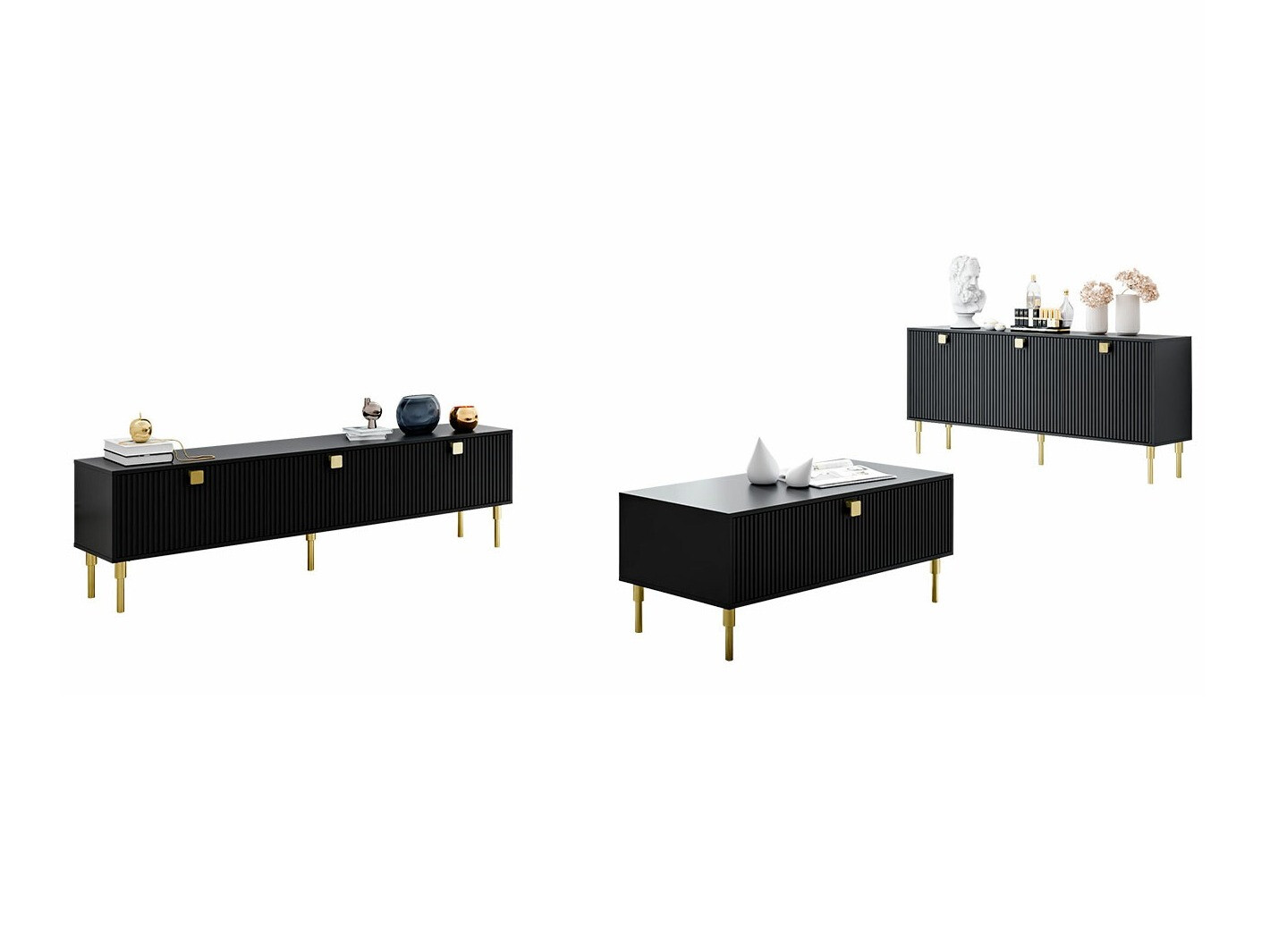 Conjunto de salón Merced 124 (Negro + Dorado)