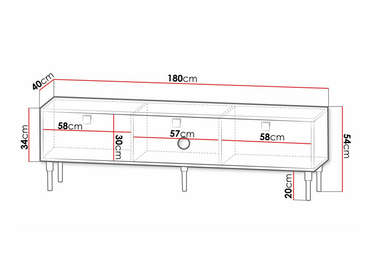 Mueble TV Merced 118 (Negro + Dorado)