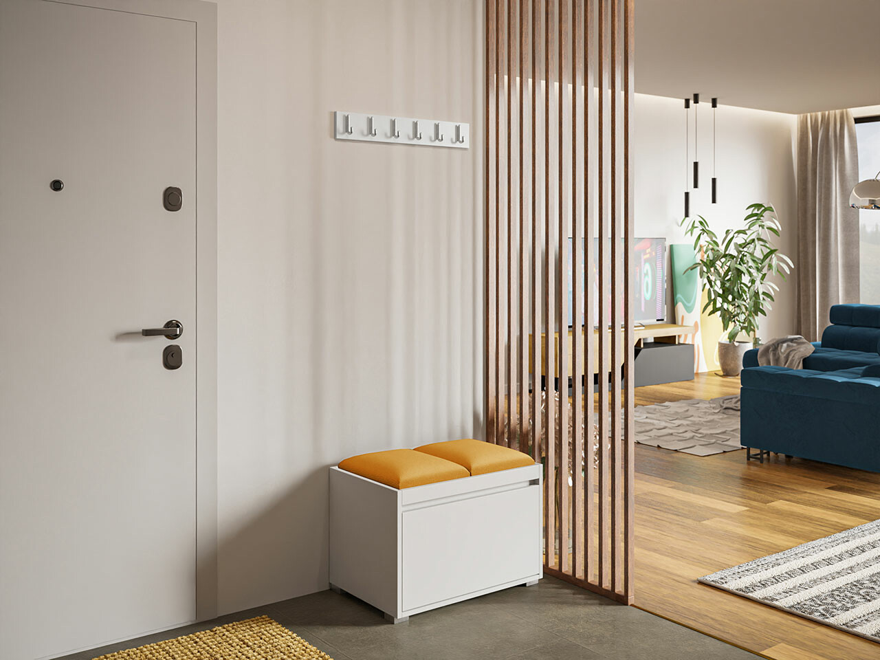 Conjunto para recibidor Comfivo Pinus VI (Blanco + Manila 32)