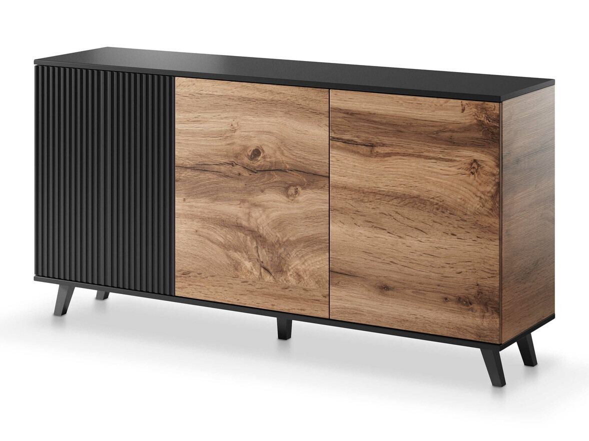 Aparador Luelia 120 (Negro + Roble wotan)