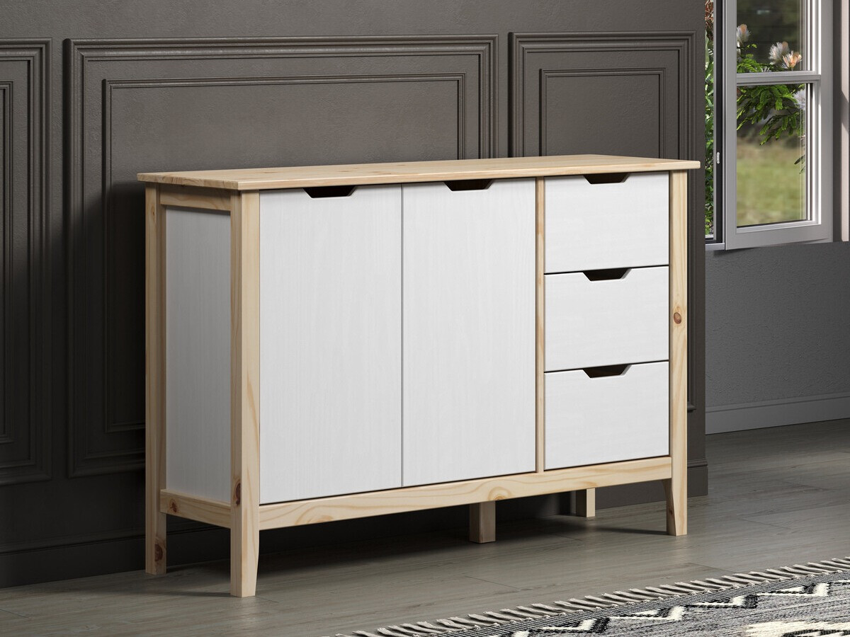 Cómoda Indianapolis 121 (Blanco + Luminoso madera)