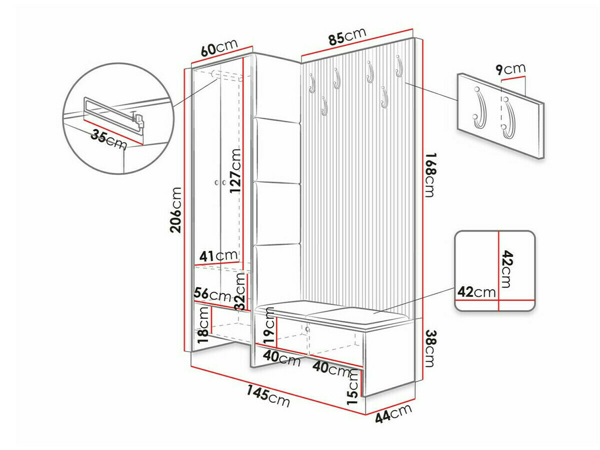 Conjunto para recibidor Hartford 320 (Roble Artisan + Manila 32)