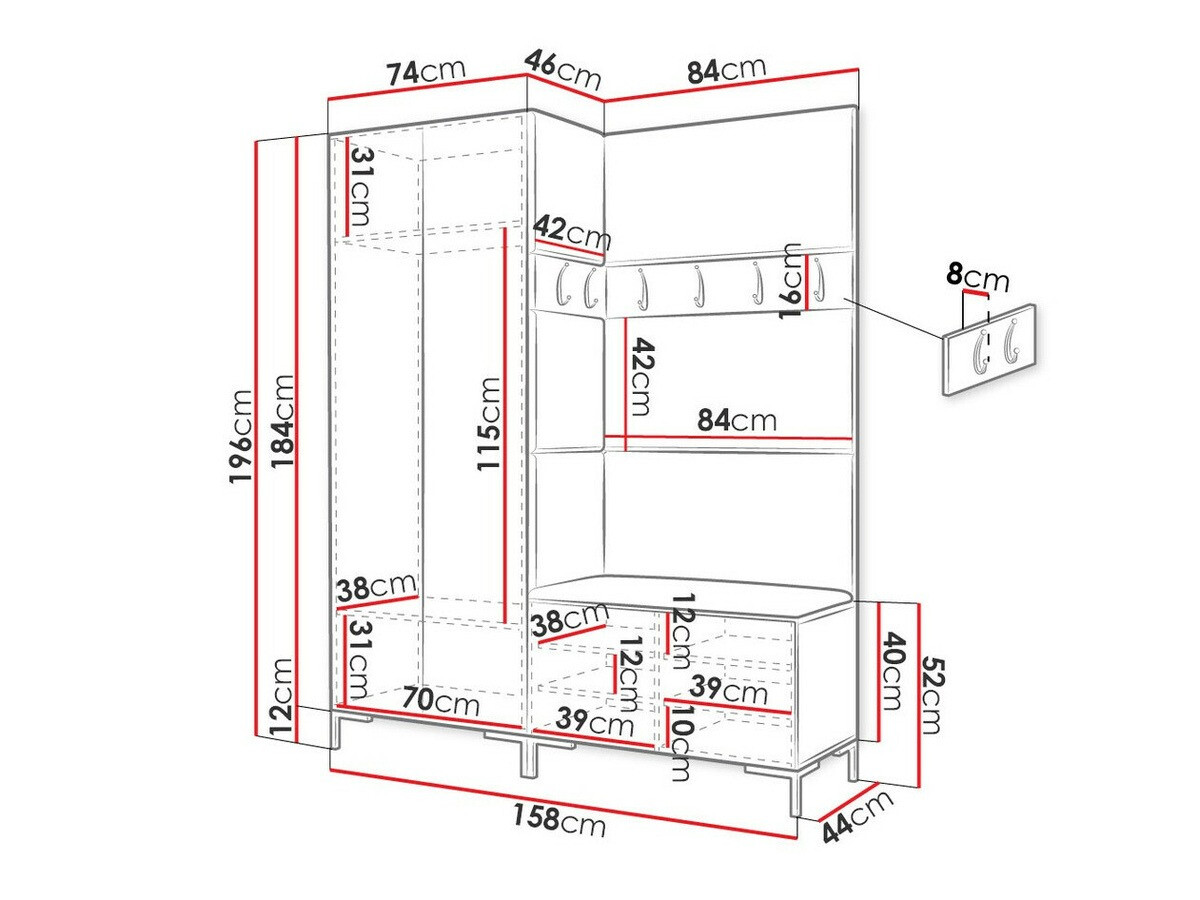 Conjunto para recibidor Tivsoa 100 (Negro)