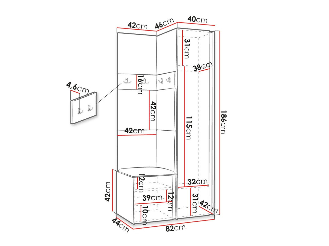 Conjunto para recibidor Hartford 348 (Blanco)