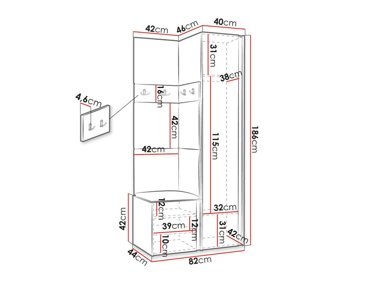 Conjunto para recibidor Hartford 348 (Roble Artisan + Negro)