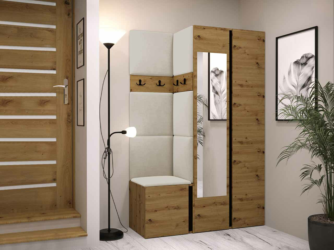 Conjunto para recibidor Hartford 350 (Roble Artisan + Negro)