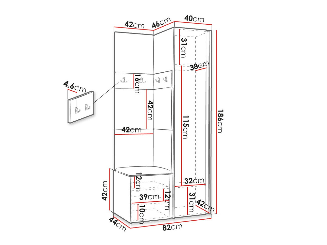 Conjunto para recibidor Hartford 354 (Blanco)