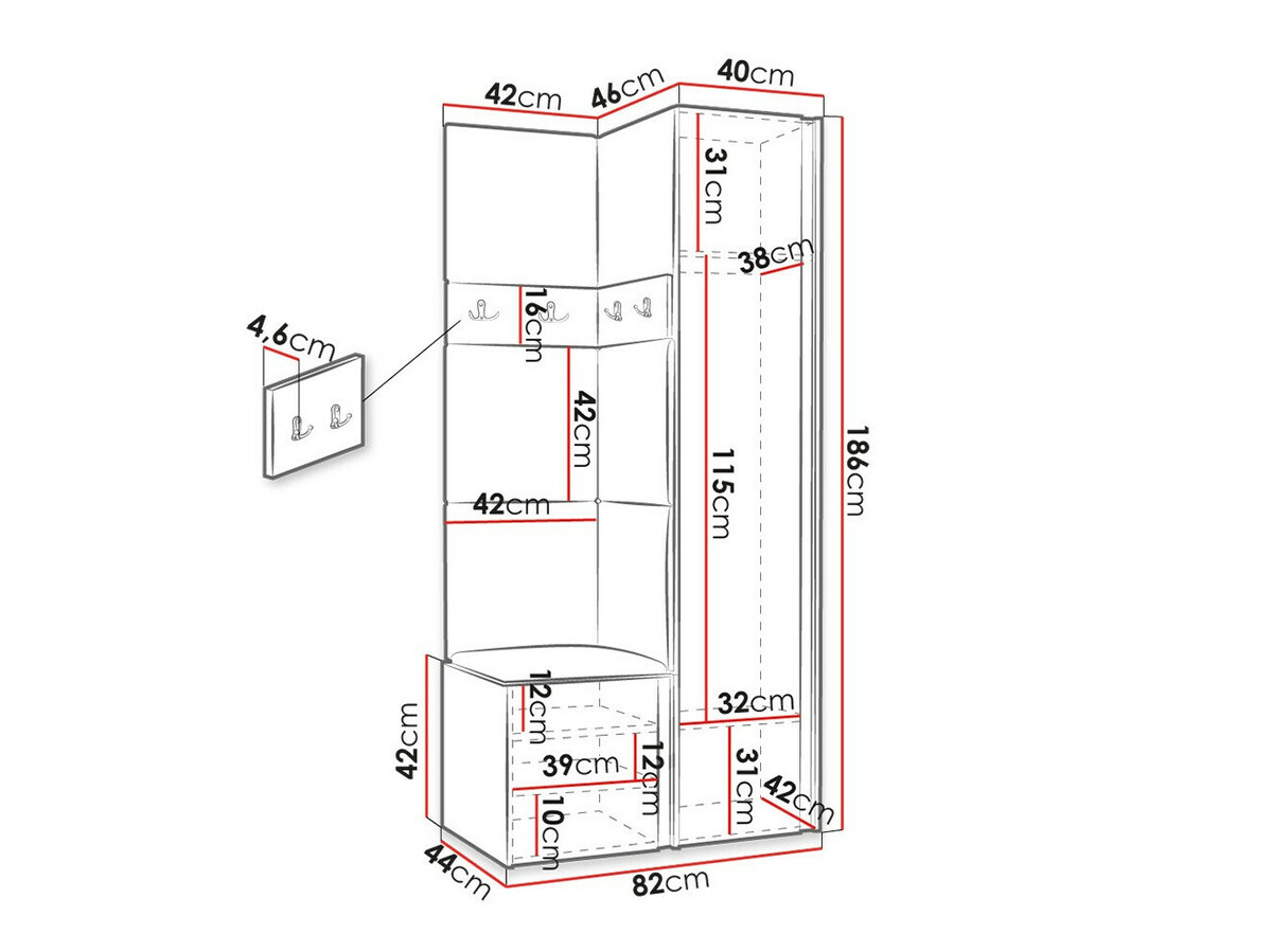 Conjunto para recibidor Hartford 354 (Grafito)