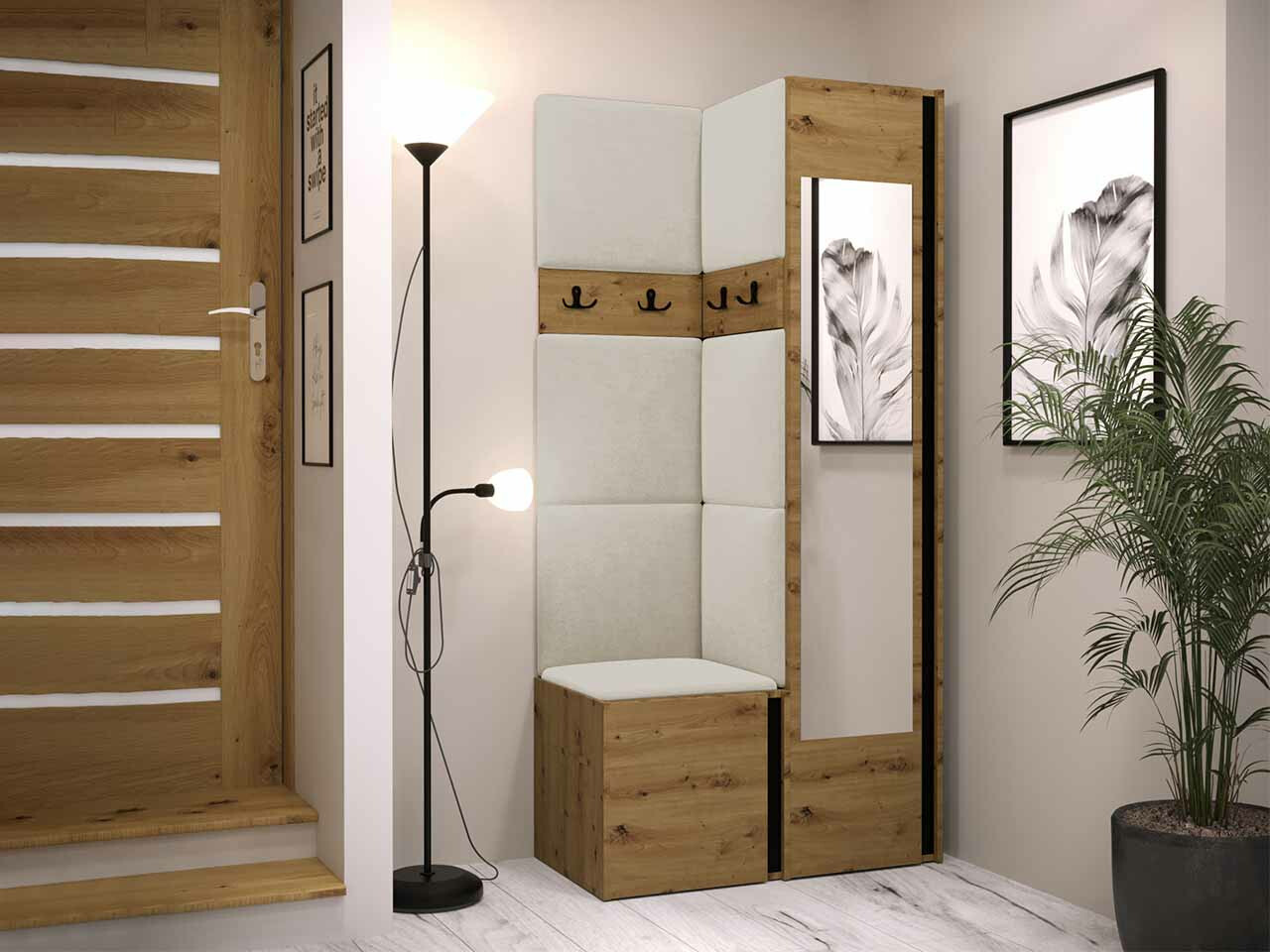 Conjunto para recibidor Hartford 354 (Roble Artisan + Negro)