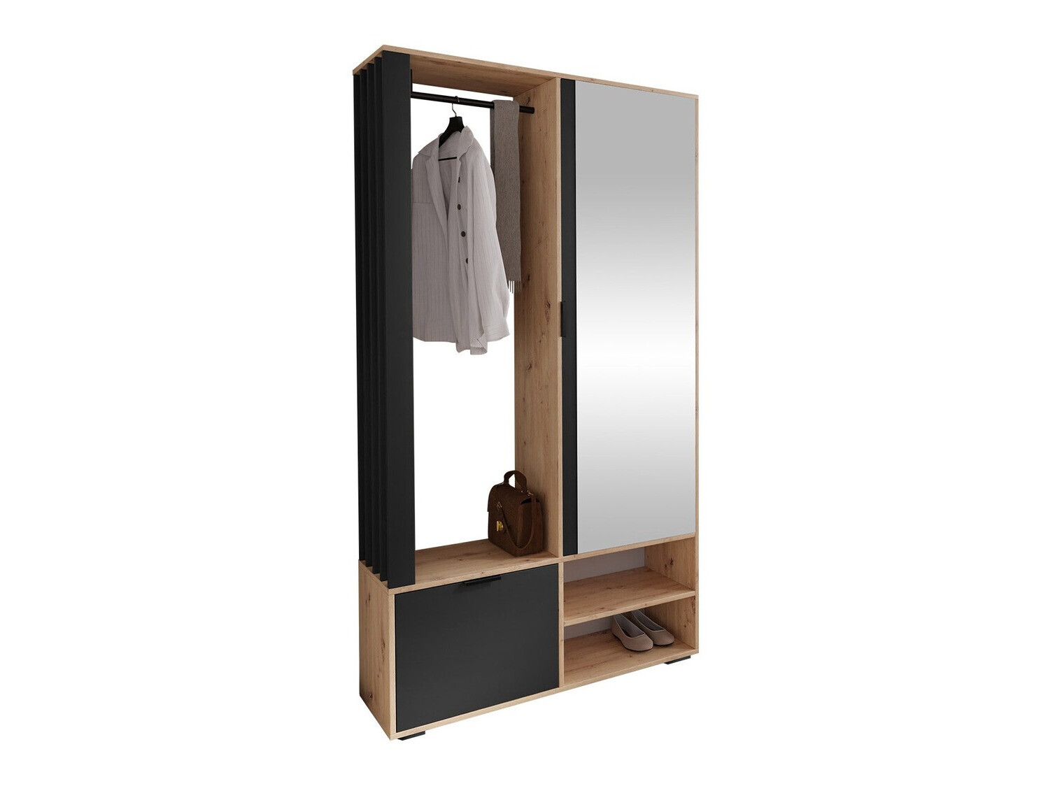 Conjunto para recibidor Vinea (Roble Artisan + Negro)