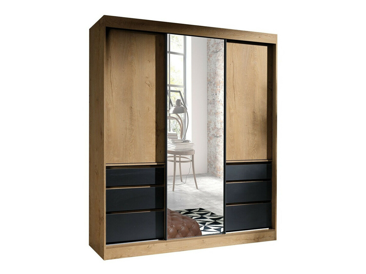 Armario Toledo 120 (Roble de lefkada + Negro)