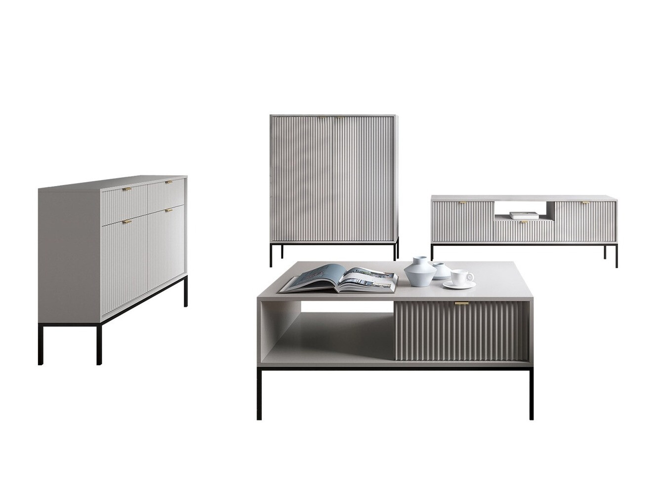 Conjunto de salón Lima L106 (Gris + Negro)