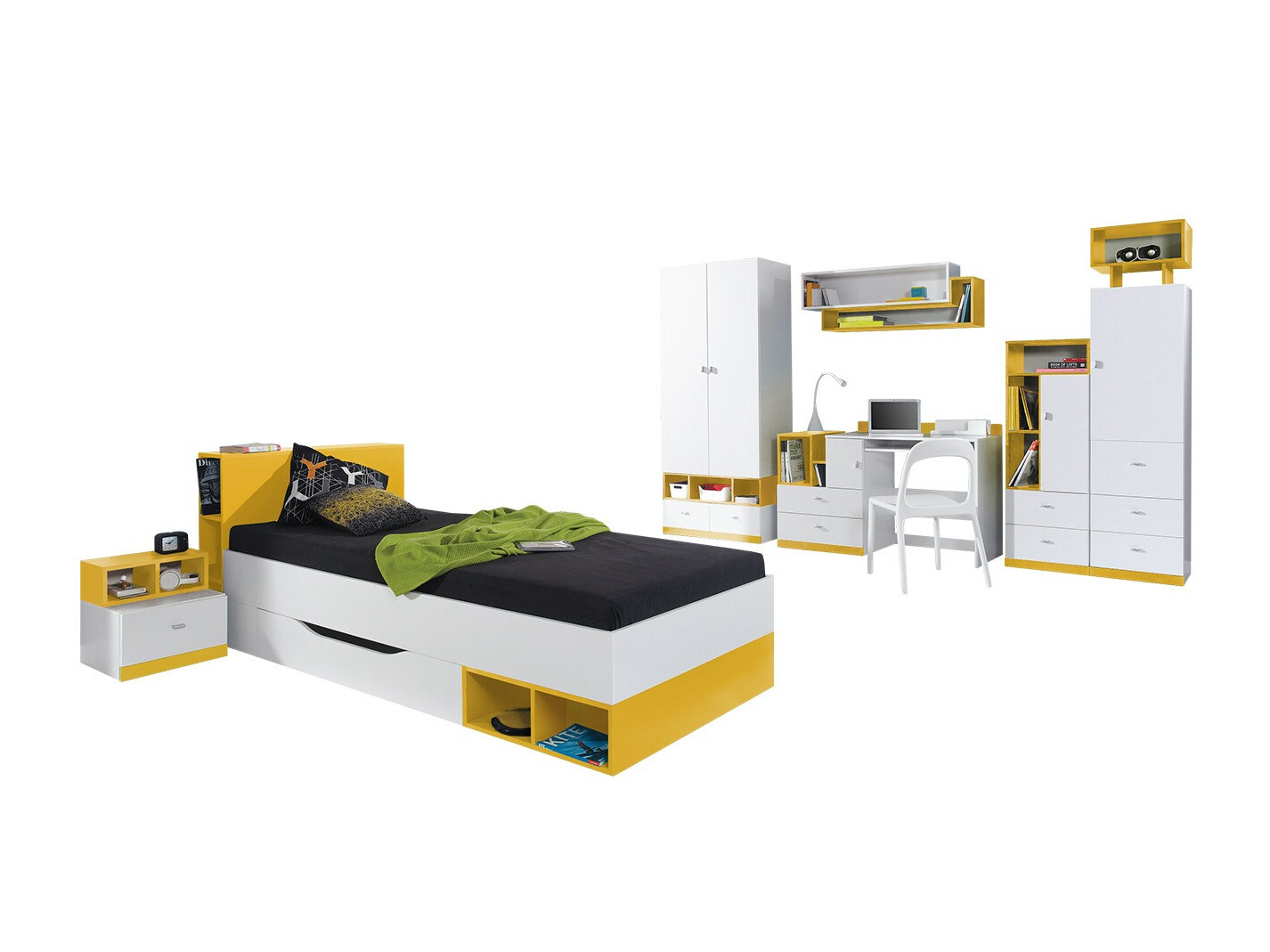 Juego de muebles Omaha E125 (Blanco + Amarillo)