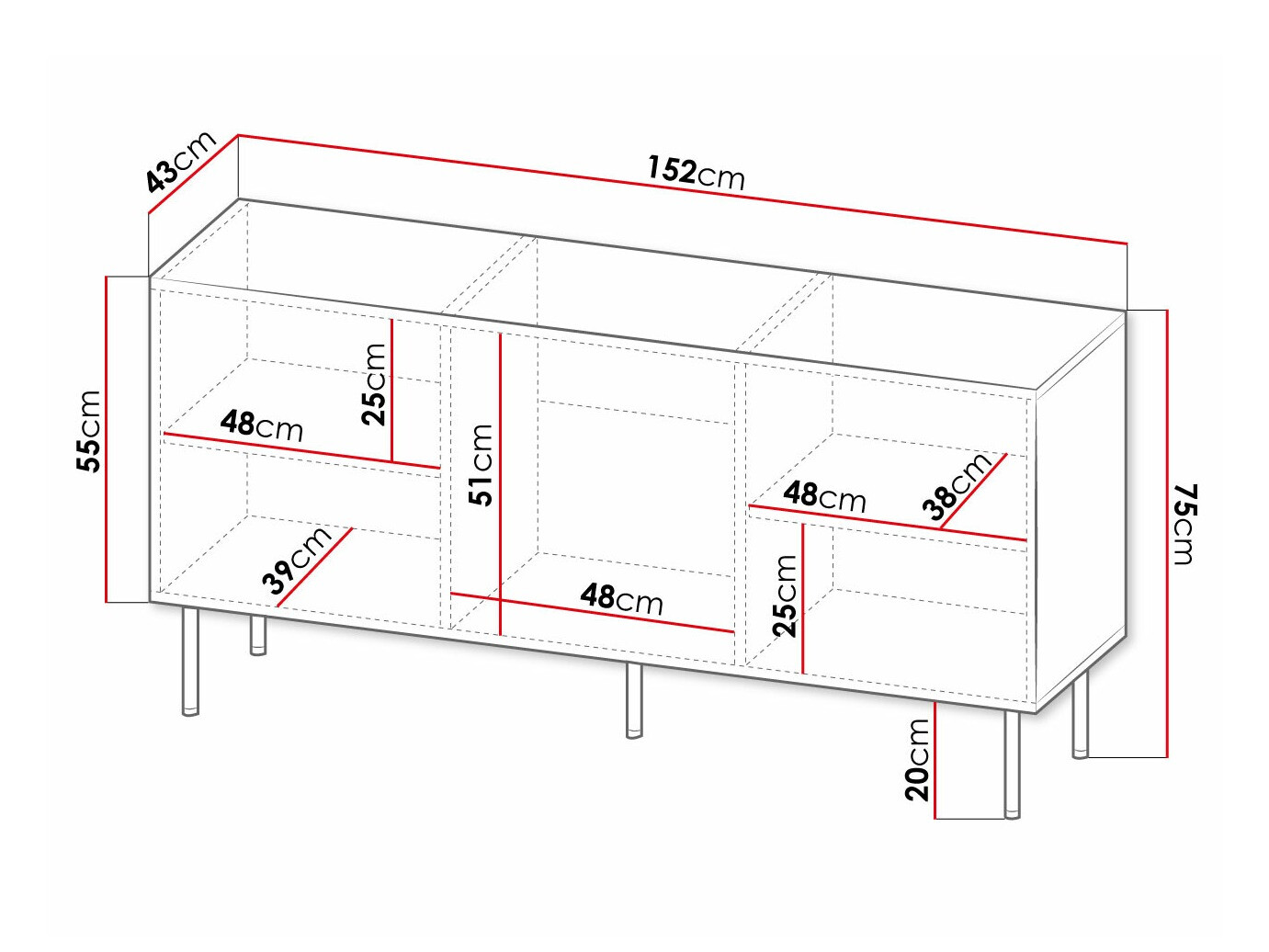 Aparador Charlotte 169 (Blanco + Negro)