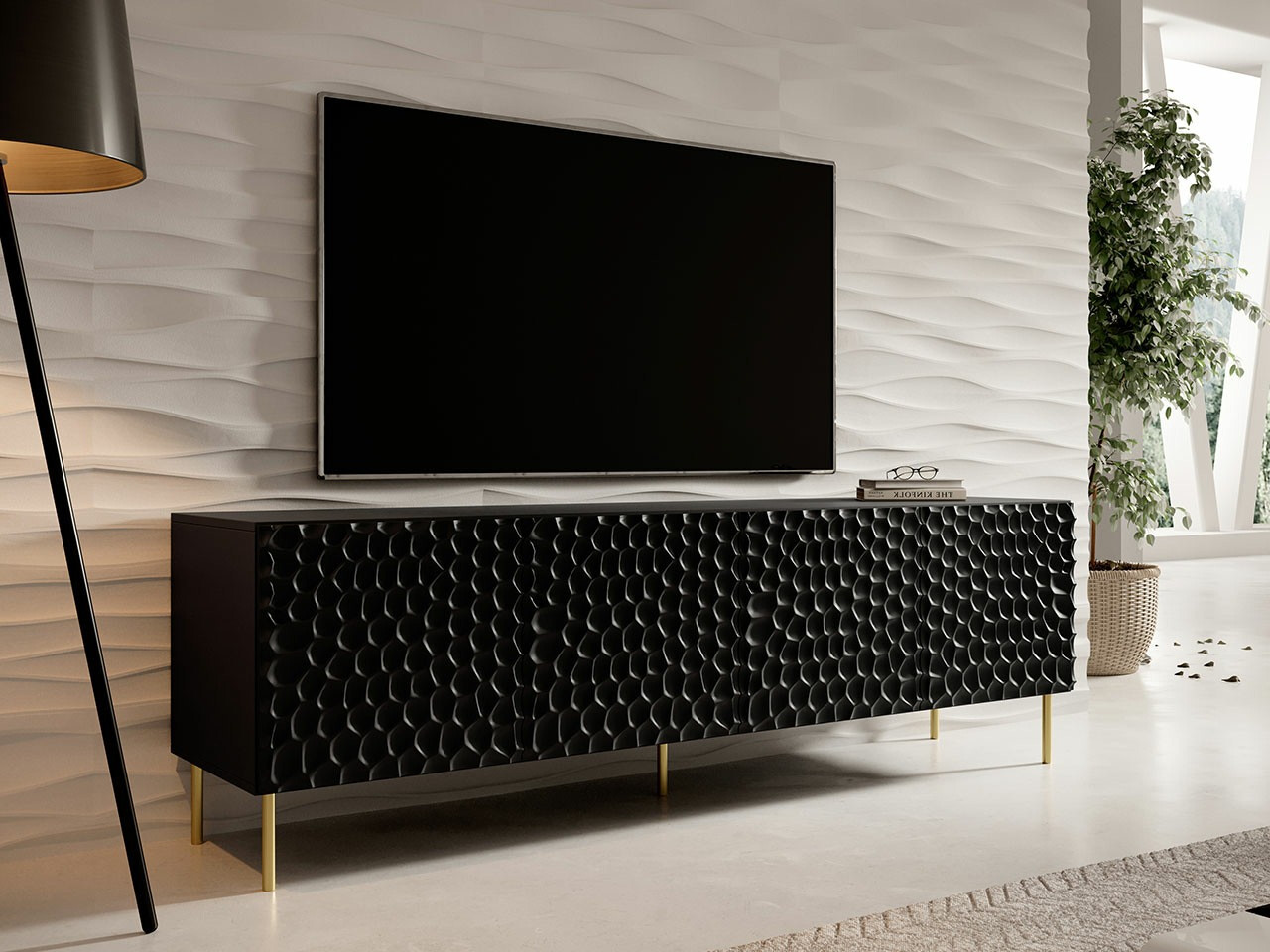 Mueble TV Charlotte 171 (Negro + Dorado)