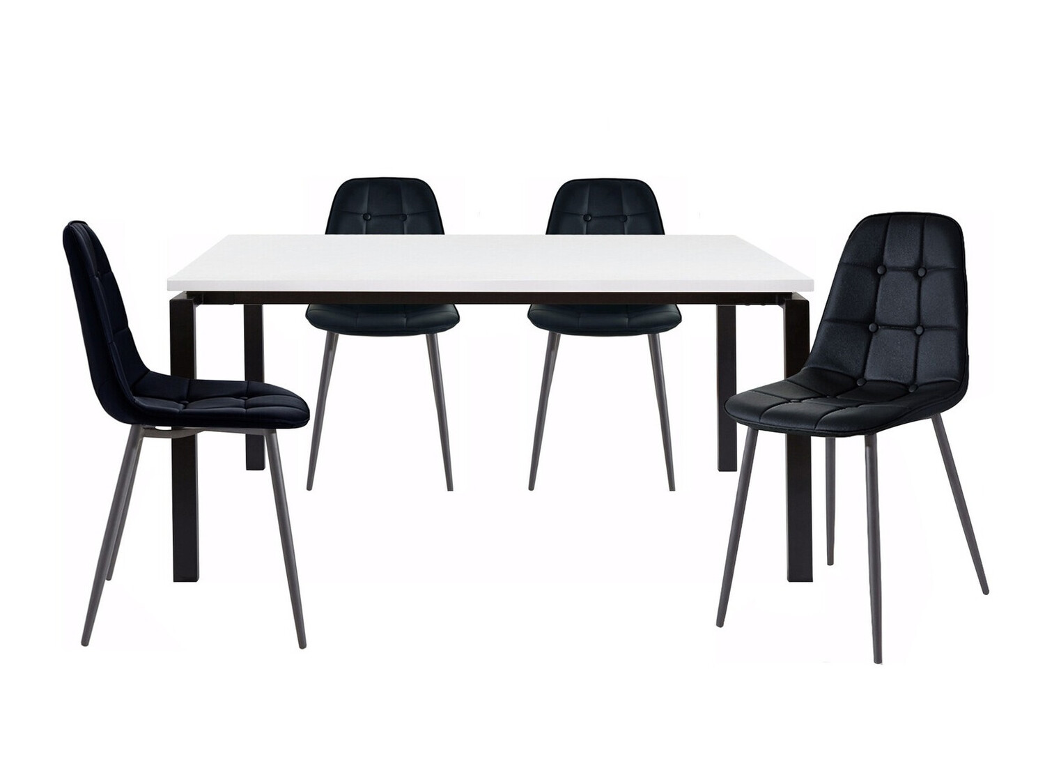 Conjunto de mesas y sillas para comedor Denton 275 (Blanco + Negro)