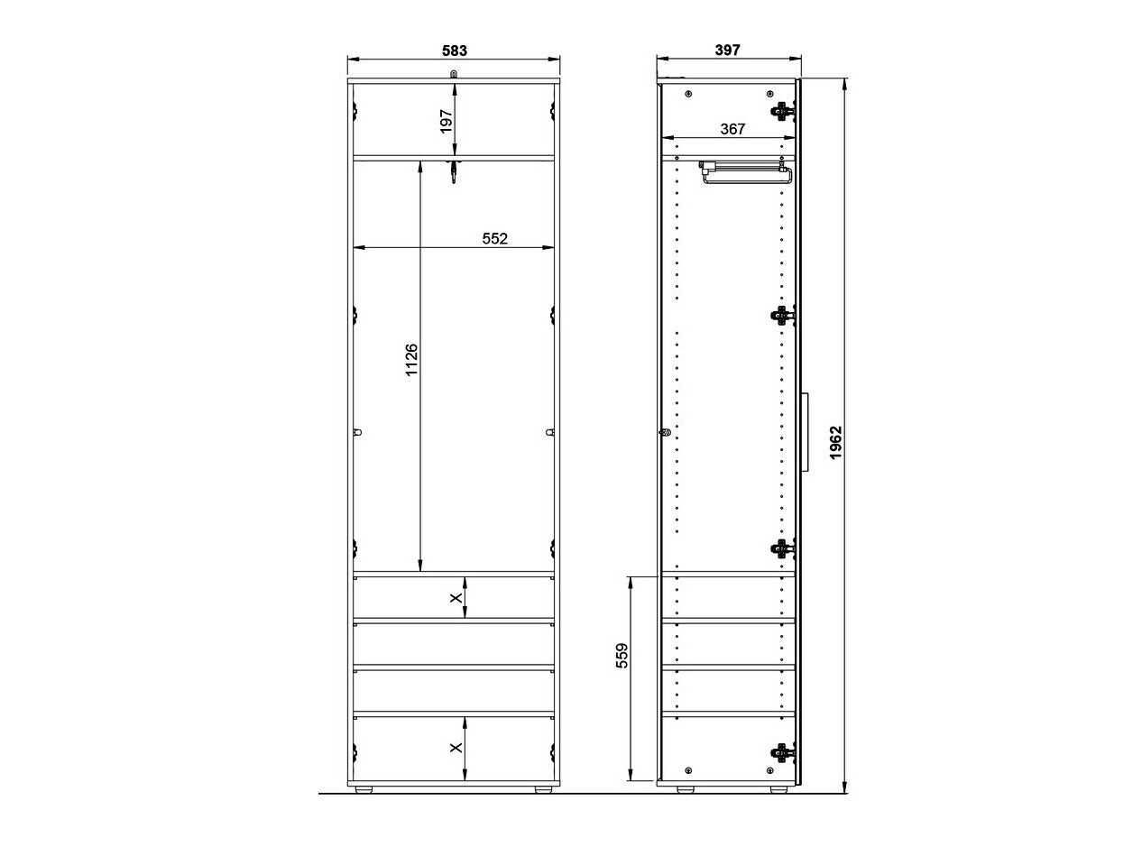 Armario Fivsori 108 (Gris brillante + Grafito)