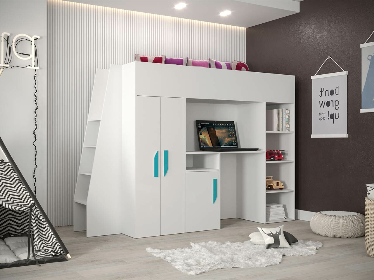 Litera Hartford 355 (Blanco + Blanco brillante + Turquesa)