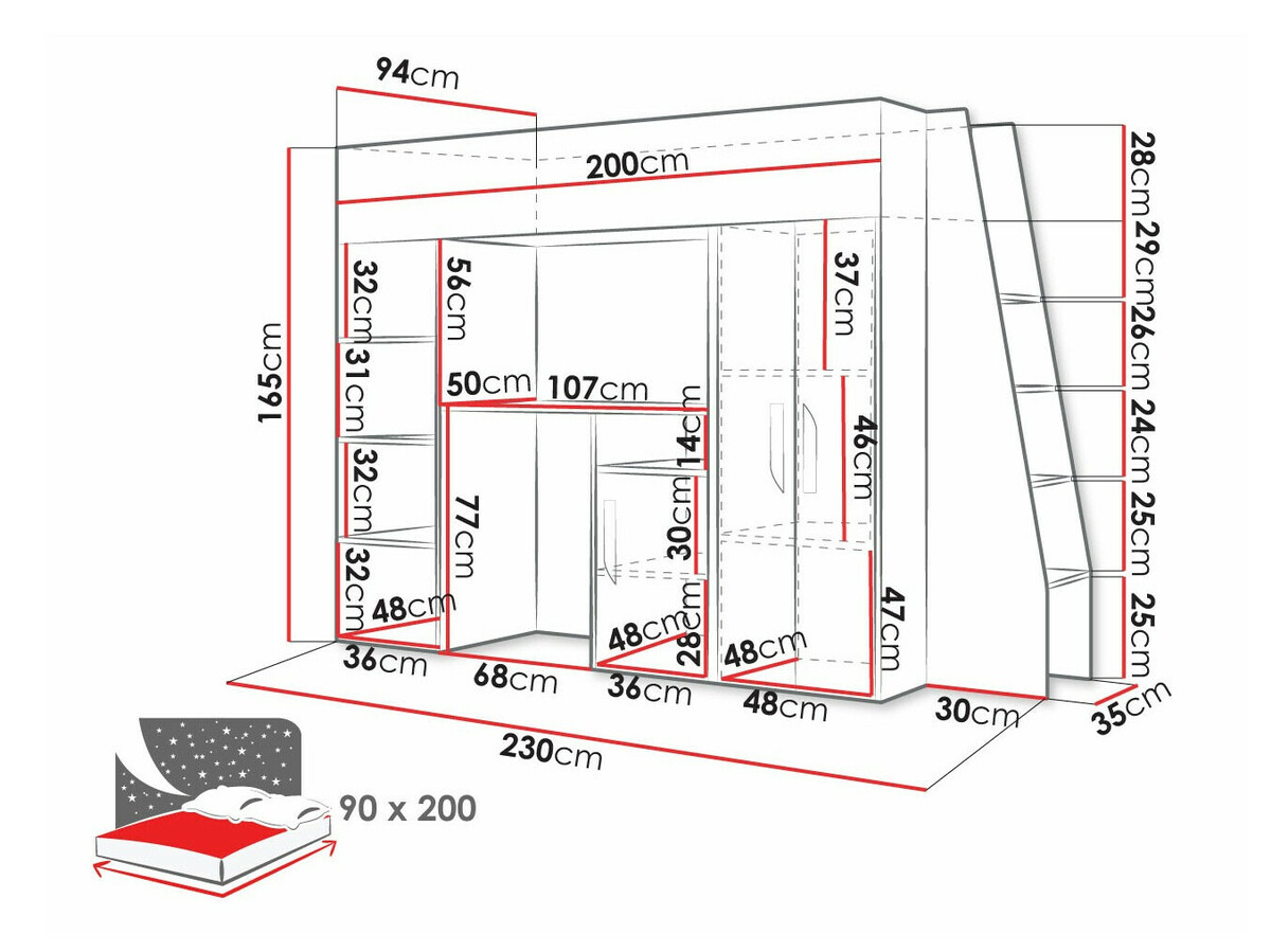Litera Hartford 355 (Blanco + Blanco brillante + Turquesa)