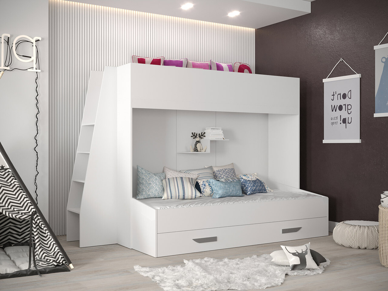 Litera Hartford 357 (Blanco + Blanco brillante + Gris)
