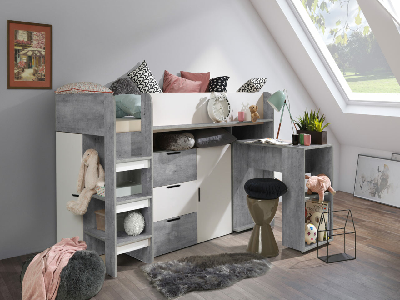 Litera Hartford 363 (Hormigón + Blanco)