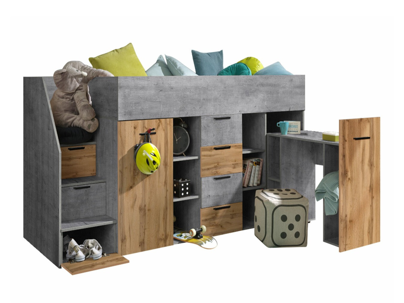 Litera Hartford 364 (Hormigón + Roble wotan)