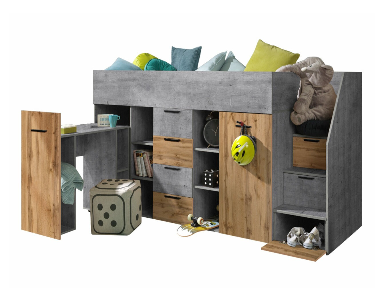 Litera Hartford 364 (Hormigón + Roble wotan)