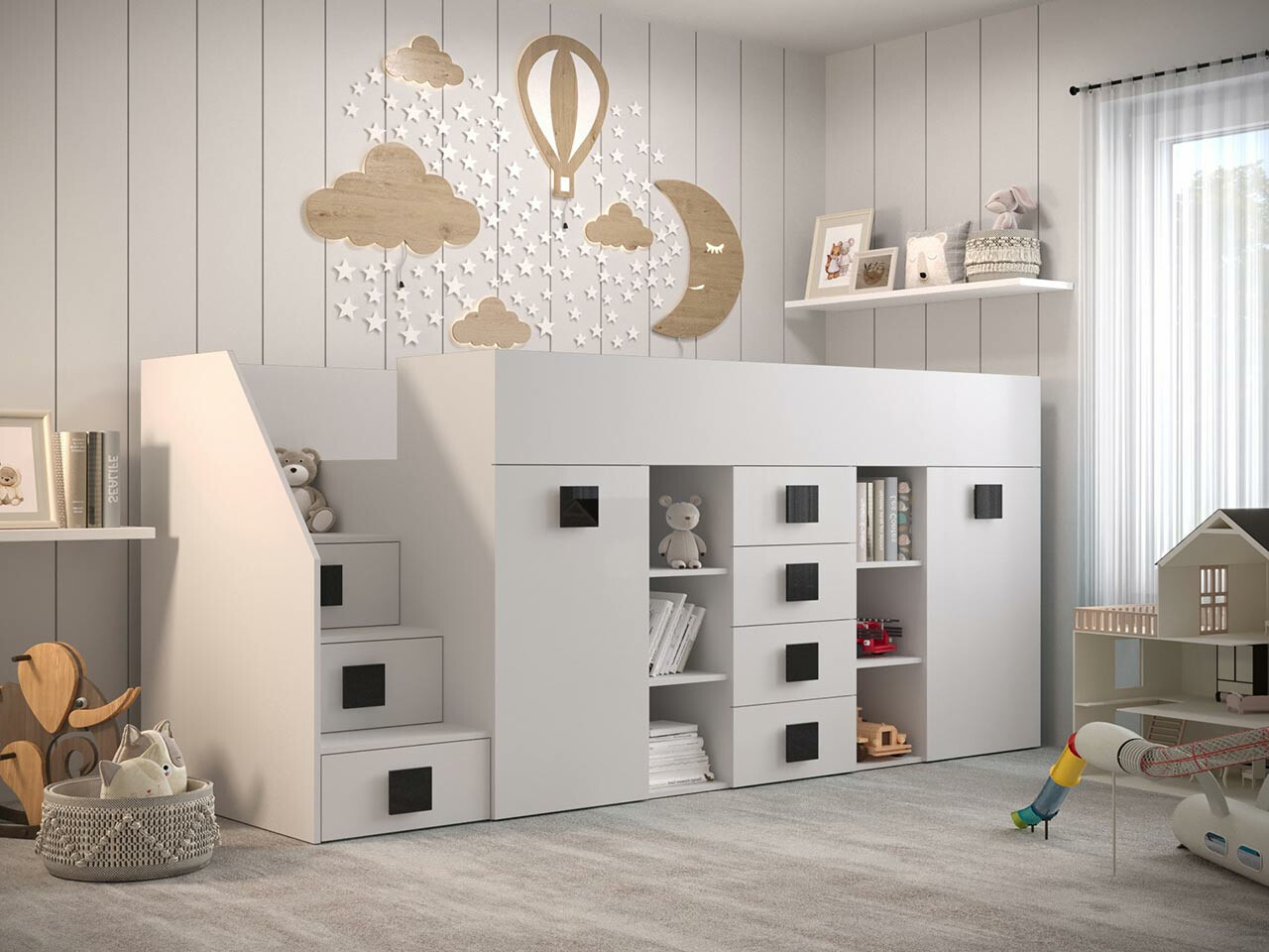 Litera Hartford 366 (Blanco + Blanco brillante + Negro)