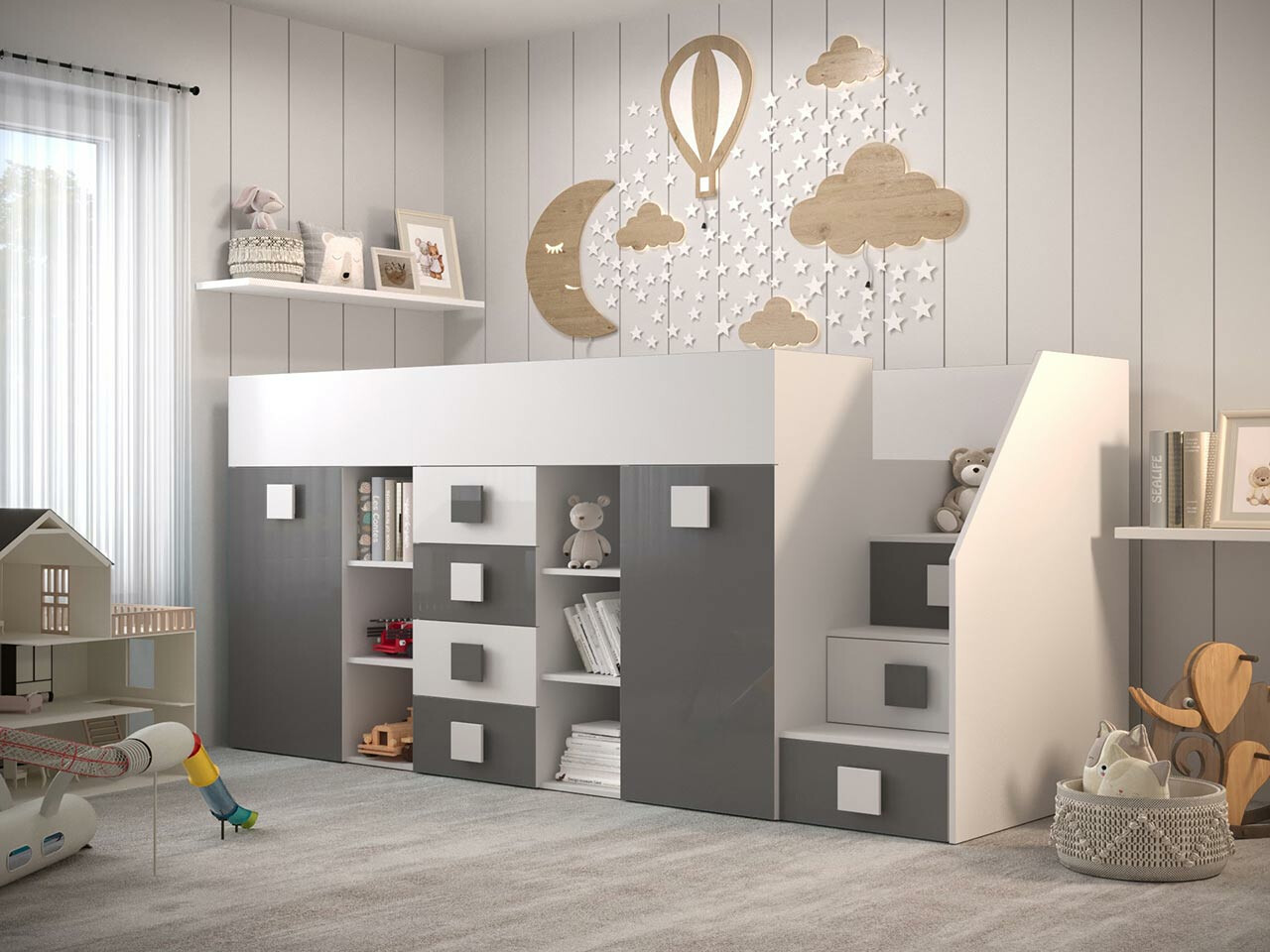 Litera Hartford 366 (Blanco + Gris brillante + Blanco brillante)