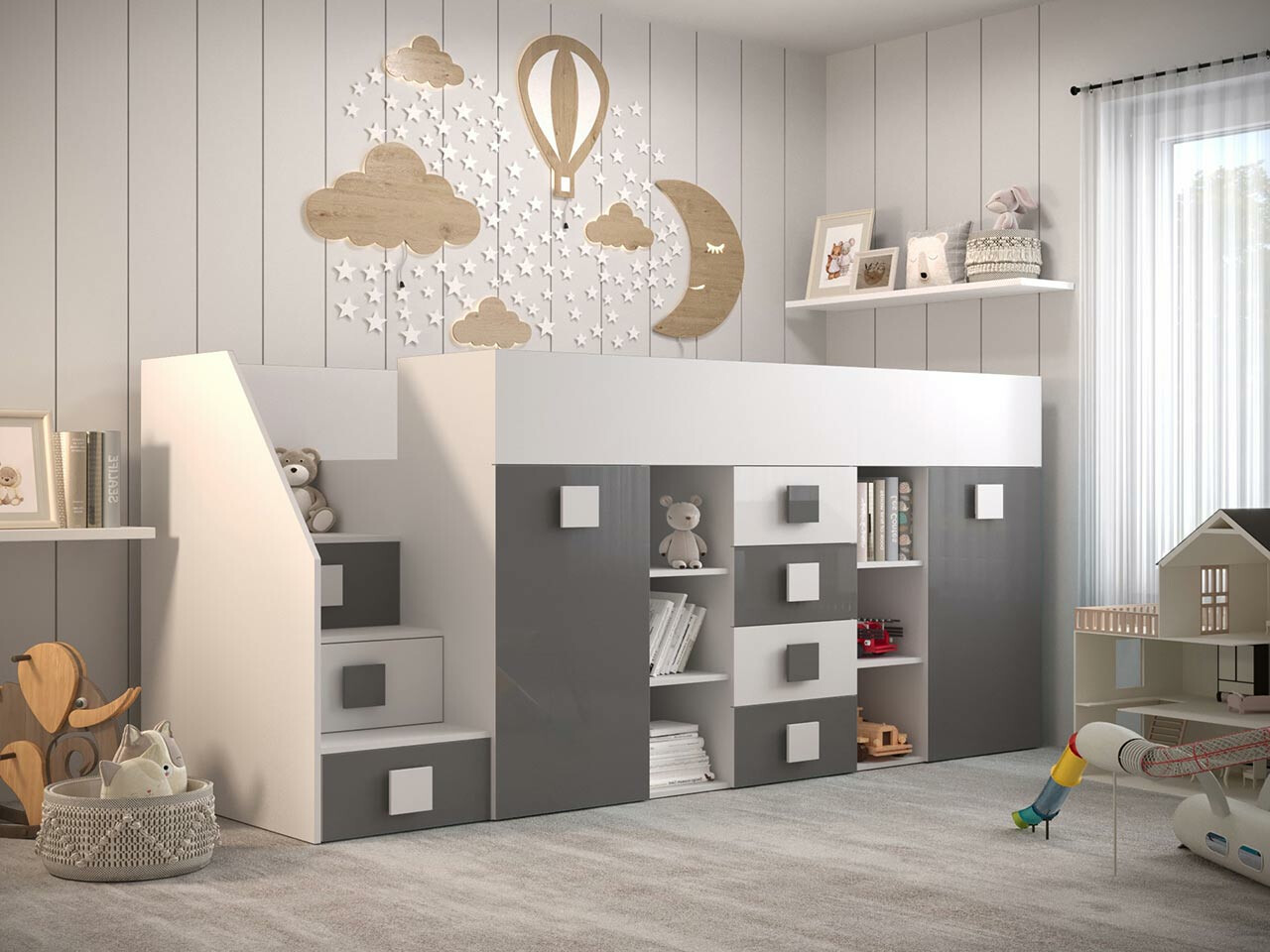 Litera Hartford 366 (Blanco + Gris brillante + Blanco brillante)