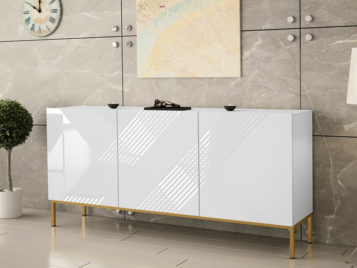 Aparador Levelbu 101 (Blanco + Blanco brillante)