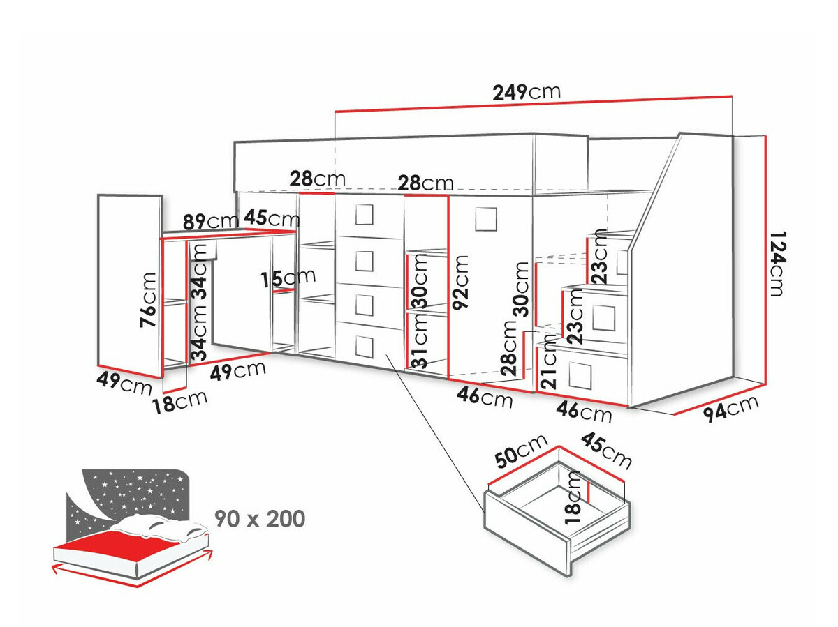 Litera Hartford 366 (Blanco + Negro brillante + Blanco brillante)