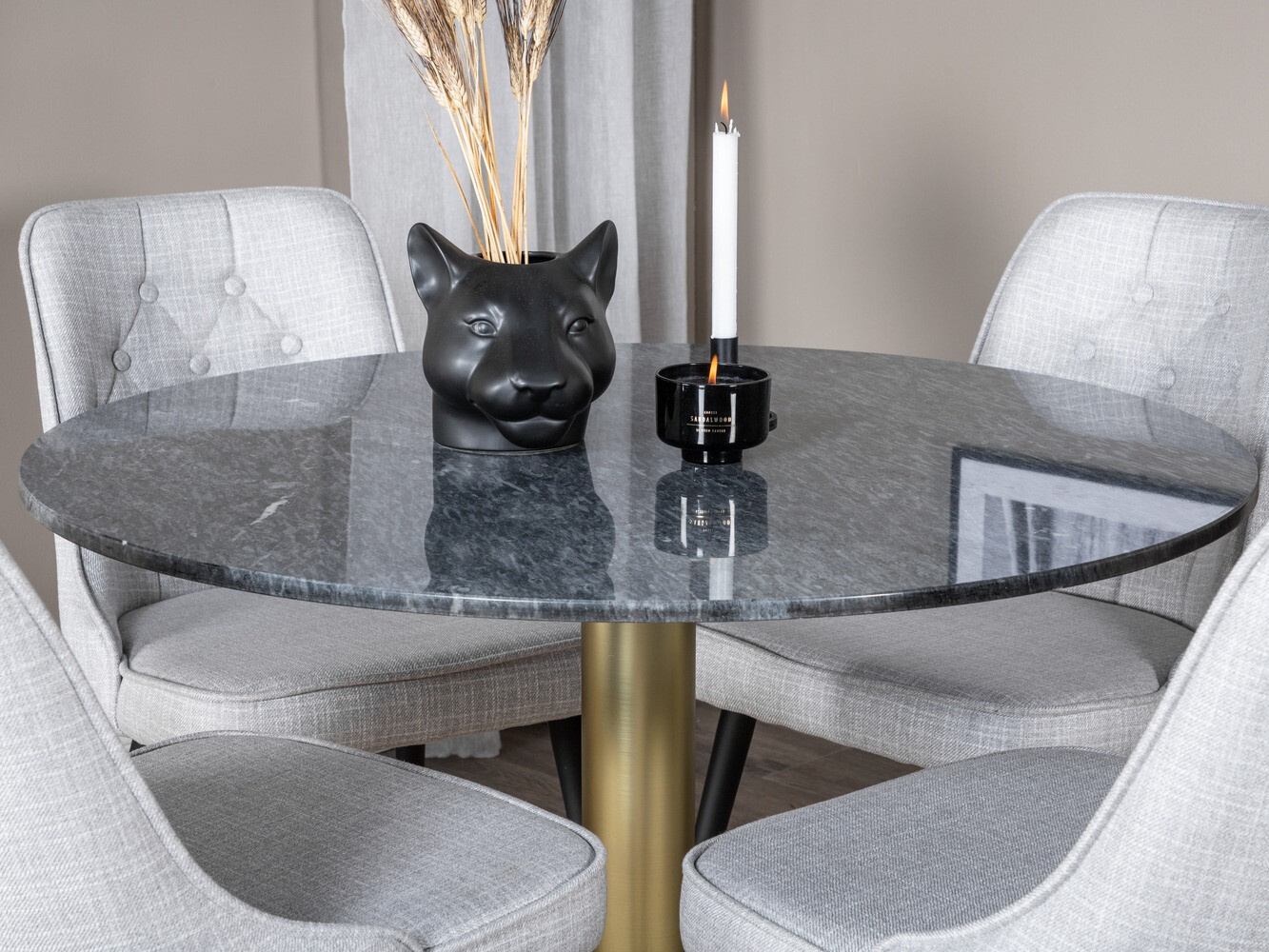 Conjunto de comedor Dallas 370 (Gris + Negro)