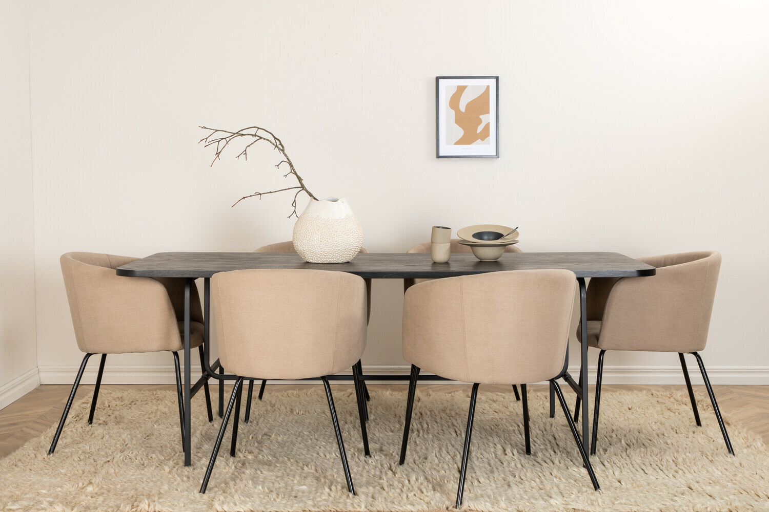 Conjunto de mesas y sillas para comedor Dallas 2794 (Beige + Negro)